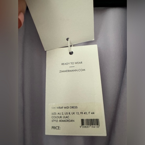 NWT medium / AUS 2 Zimmerman Silk Purple Wrap Dress Midi - Picture 10 of 15